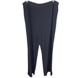 Susan Graver Regular Liquid Knit Wide-Leg Pull-On Pants Black Large NWOT